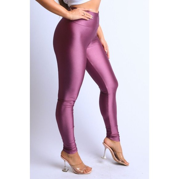 Women's Stretch Skinny Shiny Active Zipper Front Yoga Club Party Leggings Pants - Picture 7 of 10
